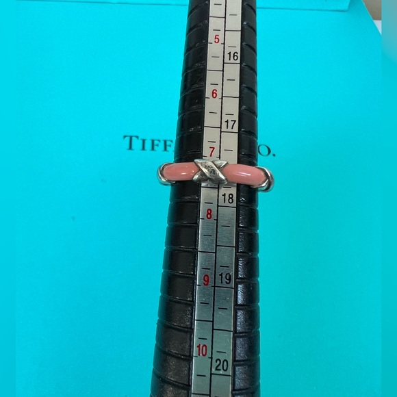 🔴Authentic TIFFANY & CO VINTAGE Pink Enamel X Design Band / Ring 🔴 - Picture 8 of 8